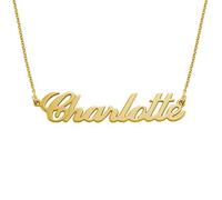 MYKA - Collana con nome personalizzato stile “Carrie” in Oro o Placcato Oro 18K o Argento 925 Personalizzabile in Corsivo Regalo per le Donne Mogli Madre Nonne Fidanzate (Placcato Oro 18K)