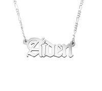 MYKA - Collana con nome unisex in stile gotico personalizzato, con ciondolo personalizzato, idea regalo per San Valentino, Metallo