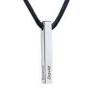 MYKA - Collana da Uomo con Targhetta Incisa 3D in Placcato Oro 18K o Argento 925 Personalizzabile in Corsivo Regalo per Papà, Uomo, Zio, Marito, Fidanzato, Fratello, Ragazzo (Argento 925)