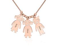 MYKA - Collana della Mamma da 1 a 5 Charm Bimbi Incisi Personalizzati in Argento 925 - regalo per mamma o nonna (Argento 925 Placcato Oro Rosa 18K)