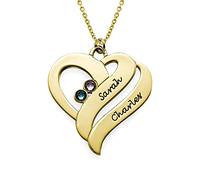 MYKA - Collana Due cuori per Sempre - Gioiello con Nomi - Regalo d'argento o d'oro per le donne - Regali per la Festa della Mamma (Oro vermeil)