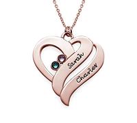 MYKA - Collana Due cuori per Sempre - Gioiello con Nomi - Regalo d'argento o d'oro per le donne - Regali per la Festa della Mamma (Placcato oro rosa 18K)