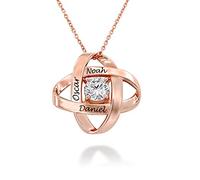 MYKA - Collana Eterna Incisa con Zircone Cubico - Gioiello Inciso con Nomi - Regalo d'argento o d'oro per le donne - Regali per Festa della mamma, Natale (Placcato en oro rosa 18k)