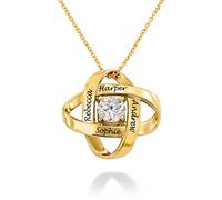 MYKA - Collana Eterna Incisa con Zircone Cubico - Gioiello Inciso con Nomi - Regalo d'argento o d'oro per le donne - Regali per Festa della mamma, Natale (Placcato en oro 18k)