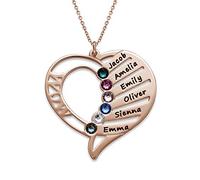 MYKA - Collana Mamma con Pietre Portafortuna - Gioiello con Nomi - Regalo d'argento o d'oro per le donne - Regali per la Festa della Mamma (Placcato oro rosa 18K)