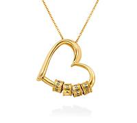 MYKA -Collana Personalizzata a Forma di Cuore in Argento 925 con Perle Personalizzate - Ciondolo con Nomi Incisi - Regalo per le Donne - Regali per la Festa della Mamma