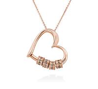 MYKA -Collana Personalizzata a Forma di Cuore in Argento 925 con Perle Personalizzate - Ciondolo con Nomi Incisi - Regalo per le Donne - Regali per la Festa della Mamma