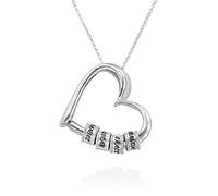 MYKA -Collana Personalizzata a Forma di Cuore in Argento 925 con Perle Personalizzate - Ciondolo con Nomi Incisi - Regalo per le Donne - Regali per la Festa della Mamma