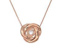 MYKA - Collana Personalizzata con Anello Russo con Nodo d'Amore con o senza Diamante / Argento Sterling, Oro / Gioielli Personalizzati per Lei, Donne / (Placcato Oro Rosa 18k con diamante)