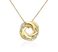 MYKA - Collana Personalizzata con Cinque Cerchi Intrecciati Incisi con Nomi - Gioiello con Nomi Multipli alla Russa - Argento 925 - Regalo Custom Festa della Mamma (Placcato Oro 18K)