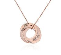 MYKA - Collana Personalizzata con Quattro Cerchi Intrecciati Incisi con Nomi - Gioiello Nomi Multipli alla Russa - Argento 925 Placcato Oro Rosa 18K - Regalo Custom Festa della Mamma