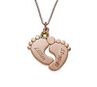 MYKA - Gioielli per Neomamme - Collana personalizzata con I piedi di bambino - Regali per la Festa della Mamma (Placcato oro rosa 18K)