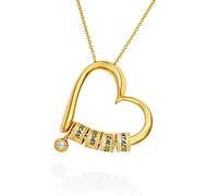 MYKA - Personalizzata Collana Sweetheart con Perline Incise e Diamante in Argento Sterling - Gioielli su Misu - Ciondolo con Nomi Incisi - Regalo per le donne - Regali per San Valentino