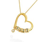 MYKA - Personalizzata Collana Sweetheart con Perline Incise e Diamante in Argento Sterling - Gioielli su Misu - Ciondolo con Nomi Incisi - Regalo per le donne - Regali per San Valentino