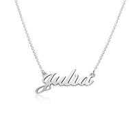MYKA - Piccola Collana Personalizzata con Nome in Oro o Placcato Oro 18K o Argento 925 in Corsivo Regalo per le Donne Mogli Madre Nonne Fidanzate (Argento 925)