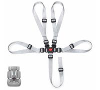 MYKELMINO Cinghie per Seggiolone a 5 Punti, Cintura di Sicurezza per Bambini Universale e Regolabile, Convertibile da 5 a 3 Punti, Nylon Ad Alta Densità, Compatibile con Seggioloni Passeggini,Grigio