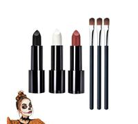 MYKELMINO Trucco per Halloween, colore nero e bianco, effetto speciale, per il trucco da vampiro zombie e clown, per arte, teatro, Halloween, feste, cosplay, bambini, adulti(Bianco + Rosso + Nero)