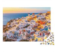 Mykonos Cliff Puzzles per Anziani 1000 Pezzi Recyclable Greece Ibiza Island Puzzles Puzzle Game Props Impossibile, Difficile e Stimolante Activity 70x50cm/1000 Pezzi