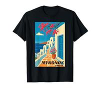 Mykonos Grecia Viaggi Arte Bouganville e Sentiero sul Mare Maglietta