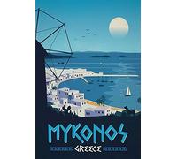 Mykonos Greece - Targa in metallo con decorazione da parete, 30,5 x 20,3 cm