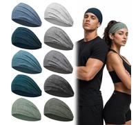 MYKURS 10 PCS Fasce Larghe per Capelli per Uomo e Donna, Fasce Antiscivolo per lo Yoga