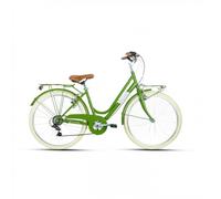 MYLAND Bici City Donna 26" Verde - Cambio Shimano 6V, Telaio Acciaio, Freni V-Brake