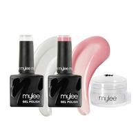 Mylee French Me Kit con Stamper - French Manicure di Qualità Professionale a Casa Tua, Include Smalto Gel Bianco e Nudo + Strumento in Silicone Trasparente per Stamping
