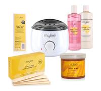 Mylee Kit Completo per Ceretta, con Scaldacera, Strisce depilatorie, Spatole e Lozione Pre e Post Depilazione (Kit con Cera al Miele)