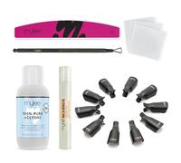 Mylee Take Off Kit, Completo per Rimozione dello Smalto Gel Semipermanente | Con Acetone, Clip Riutilizzabili, Salviette, Lima, Penna per Olio Cuticole e Raschietto