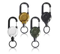 MYLERCT Porta Badge Retrattile, 4 Pezzi Porta Chiavi per Chiavi, Portachiavi Retrattile, con Fune Metallica Retrattile, 4 Colori, per Ufficio, Casa, Esterno