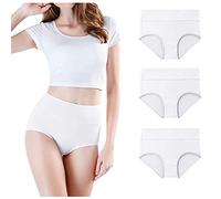 MYLH Confezione da 3 mutande da donna in cotone, taglie grandi, elasticizzate, a vita alta, per donne, in cotone, traspiranti, senza cuciture, per la pancia, Bianco 1, M