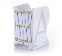 MyLibrary Flexibles A-Z Metall-Buchregal (weiß): Verstellbare Buchstütze. Stylisch. Praktisch. Flexibel.