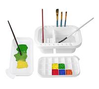 MyLifeUNIT Detergente per pennelli da pittura, porta pennelli e organizer con tavolozza per colori acrilici, acquerelli e a base d'acqua (bianco)