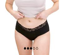 MYLILY® Biancheria Intima per Periodo | Hipster Nero | Mutande menstruali | Cotone Biologico | A Prova di perdite | Sostenibile e Lavabile | Mutande assorbenti Donna Ciclo (L)