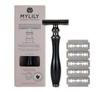 MYLILY® Rasoio ecologico con 5 lamette da barba I rasoio barba manuale | rasoio donna riutilizzabile o per rasoio corpo uomo I rasoio di sicurezza donna I rasoio metallo senza plastica I rosa