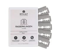 MYLILY® Rasoio ecologico con 5 lamette da barba I rasoio barba manuale | rasoio donna riutilizzabile o per rasoio corpo uomo I rasoio di sicurezza donna I rasoio metallo senza plastica (30 pezzi)