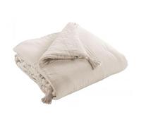 Mylittlebed Edredon Dessus de lit L’Effet Papillon 90x200 cm - Copriletto 100% Gaze di Cotone con Finitura Pompon [Dessus de Lits et Couvre-Lits] (Beige Pampa)