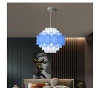 MyLjp Lampada A Sospensione in Acrilico Ristorante Luce A Ciondolo Arancione Candelabro Camera Bambini E27 Regolabile in Altezza Adatto Sale da Pranzo Soggiorno Camera da Letto(Blu,38CM)