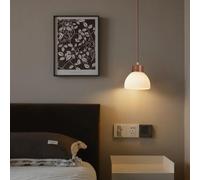 MyLjp Luce Pendente In Stile Crema Luce A Sospensione Da Tavolo Da Pranzo Vintage Lampada A Sospensione In Vetro Di Legno Regolabile In Altezza Utilizzato Per Camere Da Letto Contatori Bar(1 head)