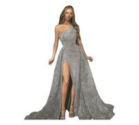 MYLLJBD Abiti Damigella d'Onore Abito da Toast A Fessura Spalle Brindisi Sera con Paillettes-Grigio-XL