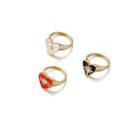 MYLLJBD Anelli Gioielli Esagerati, di Nicchia E Unici, Che Gocciolano Olio, in Lega con Cuori Lettere Impilabili-a