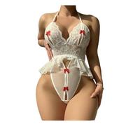 MYLLJBD Donna Lingerie Erotico Set di Sexy Temptazione in Pizzo Turista A Cavallo Aperto Femmina Uniforme Cavo Calda-Bianco-l