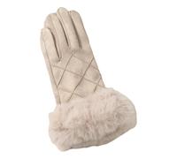 MYLLJBD Guanti Invernali in Pelle Super Morbida da Donna con Polsini Pelliccia Finto -Bianco