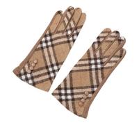 MYLLJBD Guanti Super Morbidi da Donna in Un Classico Motivo A Quadri, Perfetti per L'autunno E l'inverno -cachi-24 * 5 Cm (65g)