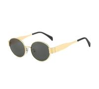 MYLLJBD Occhiali da Sole Retro Ovale Telaio in Metallo - per Le Donne Uomini Classico Rotondo Uv400 Protezione Piccoli Ombre All'aperto-b-Regolare