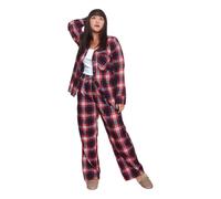 MYLLJBD Pigiami Set di Cotone Tinto A Filo in Alto Pigiama Tartan da Donna Alto-Rosa Rosso-s