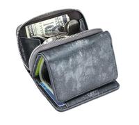 MYLLJBD Portafoglio Donna Femminile in Stile Cinese Short Multifunzionale Vera Pelle Guida per Moneta di Grandi Dimensioni Borse Stoccaggio-Nero