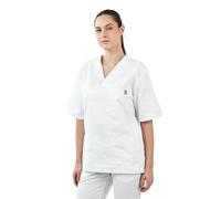 MYLOOKPRO - Tunica professionale bianca Buenos Aires unisex - Camice medico a maniche corte in misto cotone - Scollo a V - 3 comode tasche - Infermieri, estetisti, laboratori, ristorazione