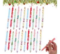 Myluatye 24 Pezzi Penna a Sfera Natalizia,Penne Gel Natalizie,Nero,Penne Natalizie Retrattili,Punta 0,5 mm,Penna Natalizia,Cancelleria per Famiglie,Natale Riempitivi per Sacchetti