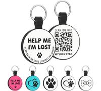 MYLUCKYTAG Silent Silicone QR Code Pet ID | Medaglietta personalizzata per cani e gatti | Profilo online | Email di avviso posizione scansionata | Leggero e impermeabile